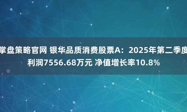 掌盘策略官网 银华品质消费股票A：2025年第二季度利润7556.68万元 净值增长率10.8%