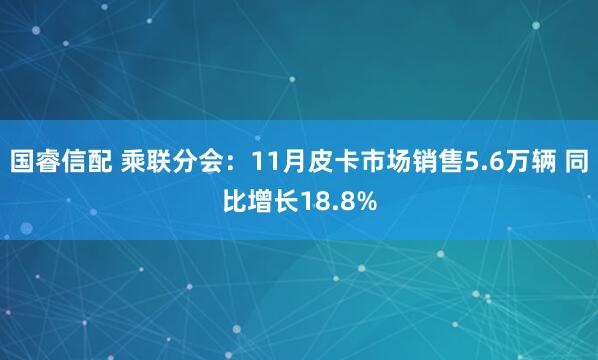 国睿信配 乘联分会：11月皮卡市场销售5.6万辆 同比增长18.8%